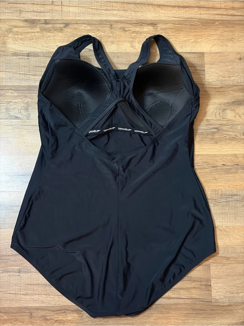 NWOT Speedo Black Solid Racerback One-Piece Swim Suit Sz 24 pool Beach travel